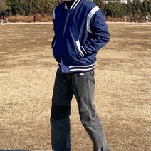 배색 본딩 바시티 자켓