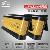 [XiangBaiLing해외구매대행]태양광 자동차 창문 환풍기 배기 팬 냄새배출 트럭 송풍기, 최상위 모델 [터보팬] 블랙 벌집 2개