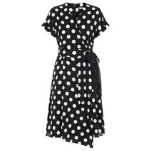 여성 폴카 도트 플레어 원피스 ZOOPK725_BK