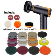 폴리셔 무선 충전식 휴대용 미니 왁싱 머신 고속 샌더 광택기 가변 폴리싱 브러시 포함, 02 Set A