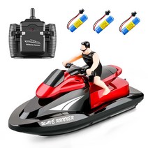 GoolRC 809 2.4Ghz 수영장용 방수 장난감 RC 모터보트, 블랙&레드+배터리 3개