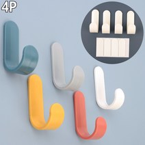 흰색 부착고리 다용도 후크 4p 공간활용 부착식행거 접착식후크 벽부착 다용도걸이 모자걸이 벽옷걸이, 단품, 색상:단일색상|사이즈:기본
