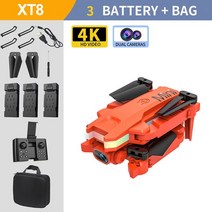 드론 초미니 초소형 입문용 선물 쉬운 비행 미니 xt8 hd 카메라 와이파이 fpv 공기압 고정 고도 4k 접이식 쿼드 콥터 rc 헬리콥터, 또는 듀얼 카메라 3b