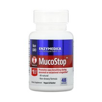 Enzymedica 엔자이메디카 뮤코스탑 MucoStop 48 베지캡슐 뮤코라제 말타아제 락타아제 인버테이스 인버타제