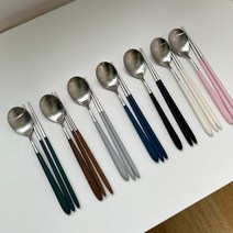 골든벨 수저세트 로마 한식 젓가락 숟가락 신혼 부부 집들이선물 예쁜 수저 커트러리 세트, 그린