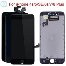 아이폰액정 본체 액정수리 LCD 새로운 디스플레이 아이폰 6 7 8 6S 플러스 터치 스크린 5 5C 5S SE 죽은 픽셀 없음 디지타이저 유리 어셈블리 iPhone Plus, For iPhone 4S Black