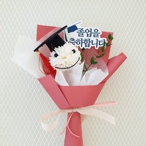 학사모 퐁퐁이 졸업식 미니 한송이 어린이 유치원꽃다발, 4.진핑크