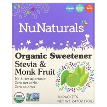 NuNaturals 유기농 감미료 스테비아 및 나한과 70봉지 70g 2.47oz 332715