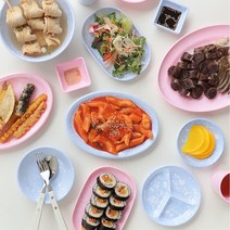 파스텔 마블 멜라민 분식 그릇 17종 2color 식기 컵 그릇, 스넥접시, 핑크, 1개