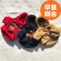 솜앤샵 강아지 겨울옷 보온성 떡볶이 단추코트, 레드