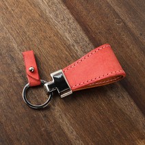 일로레더 통가죽 키링 키홀더만들기 가죽공예키트 DIY 학교수업재료 공예반제품 바느질공예 (이니셜각인포함), 옐로우, 와인