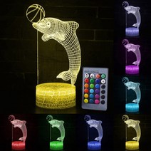 3D 홀로그램 팬 프로젝터 디스플레이 원격 터치 제어 LED 야간 조명 LED 테이블, 공을 든 돌고래, 16색 리모컨, 협력사
