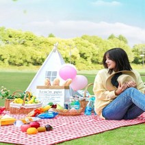 피크닉 매트 피크닉돗자리 감성돗자리 접이식 두꺼운 방수 대형 체크 돗자리 3종, 베이지 150X200