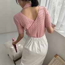 베이시코 / 뒷꼬임 꽈배기반팔니트