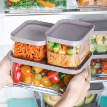 차곡차곡 밀폐용기 1+1 냉장고정리 및 수납용기 전자레인지 소분용기 사각 반찬통 도시락 피크닉 적층수납, 차곡차곡 우유 1000ml x 2