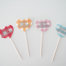 파티픽 생일파티 케이크 꾸미기 장식, 하트레터링픽4종