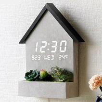 작은매장 플렌테리어 집모양 미니화분 디지털시계 병원대기실 카페 병실, LED벽시계하우스