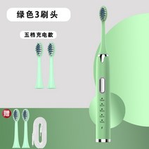 스마트소닉전동칫솔 치아미백 방수 전동칫솔, 그린+USB브러쉬5