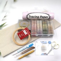 마미쏘잉/ 프랑스자수 비기닝세트-면사80+베리에이션사24색상/ 자수용원단 도안용먹지포함