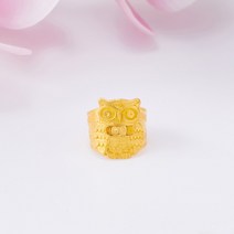 바울레토 24k 순금 1.875g 입체 부엉이 돌반지 아기반지