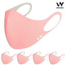 5매 / 3매 윈어블 스포츠 구리 패션 방수 새부리형 빨아쓰는 마스크 재사용 항균 마스크 헬스장 헬스 운동용, 핑크(구리사) 5매
