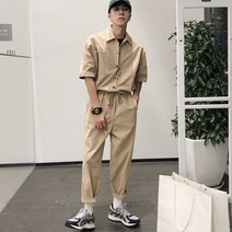 COUYOR 커플 점프슈트 재킷 세트 캐주얼 카고 9부 바지
