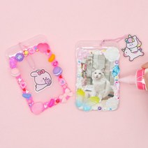핑크풋 쪼꼬미친구들 데코덴 거울 브러쉬 헤어 휴대용 화장, 퍼플