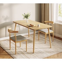 이커니멍 원목 2인용 테이블 식탁세트 식탁 의자2, 2인세트(2인식탁 스툴2개_기본), 네츄럴브라운