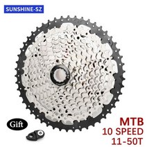 스프라켓 SUNSHINE 10 속도 카세트 MTB K7 10V 프리휠 HG 32 34 36 40 42 46 50T 자전거 스프로킷 ShimanoDEORE SRAM 액세서리, 07.10S 11-50T Extended