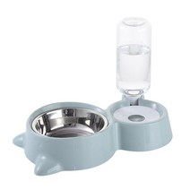 새로운 2-in-1 고양이 그릇 물 디스펜서 자동 물 저장 애완 동물 강아지 고양이 먹이 그릇 waterer 애완 동물 waterer 피더와 식품 용기, 파란색, 파란색