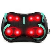 Zyllion 지압 등 및 목 마사지기 근육통 완화 의자 자동차를 위한 열 8개의 회전 노드가 있는 3D 반죽 딥 티슈 마사지 베개 블랙 ZMA25BKBK