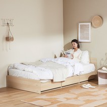 [best 슈퍼싱글침대 1위] 파로마 로벤2 멀티수납침대 슈퍼싱글 SS 원룸침대 낮은헤드침대 공간침대, 아카시아, 인디파워독립매트