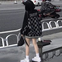가을 레트로 체크 유니폼 바시티 자켓 커플 야구 점퍼 학생 과잠
