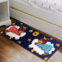 대형 DIY 러그 매트 래치훅 스킬 자수 키트 스퀼 레치훅 캐릭터 디자인 집순이 취미, 124x42cm, 클라우드 베어