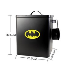 고양이 강아지 반려동물 사료 모이 보관통 쌀통 철제 보관함 밀폐용기 2 3 5 10 kg, 하단 선택옵션참조ml, 커스텀-배트맨 - 스푼포함