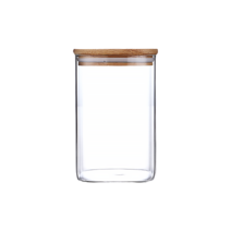 인블룸 1+1세트 원목뚜껑 사각 내열유리병 2종 택1, 760ml 1+1세트