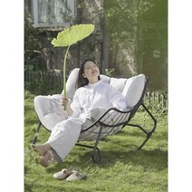 흔들의자 안락의자 레저 소파 발코니 소파 의자 홈 거실 야외 흔들 의자, (아몬드화이트)흔들의자