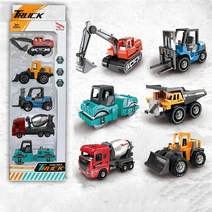다이캐스트 중장비 5개/대 1:64 다이 캐스트 합금 엔지니어링 미니 Vehicl 모델 굴삭기 믹서 지게차 교육, 01 5 random modern