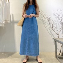 20대원피스 멜빵원피스 프랑스 여름 데님 민 드레스 여성용 틈새 롱