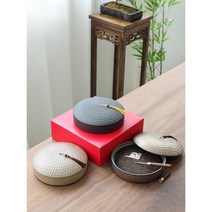 핸드메이드 도자기 세라믹 중국 푸얼 보이 차 보관함, 블랙보이차보관함차칼+선물상자