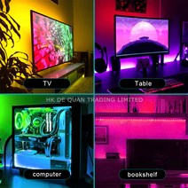 KELAKE LED 스트립 16색 인테리어 무드등 붙이는 간접 조명 RGB LED바 (사이즈 1m 5.0m) 컴퓨터 PC방 백 라이트 리모컨 줄조명 틱톡 유튜브