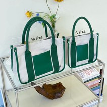 캐치버디 배색 캔버스 미니 토트백 골프파우치 보조가방 카트백 데일리 크로스백, 블랙