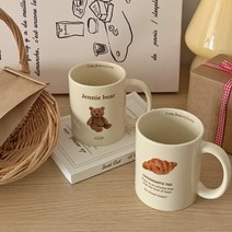 곰돌이 빵 프린팅 레터링 도자기 컵 잔 커피 라떼, 색상, 1개