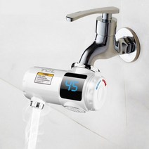 온수 세면대 전기 순간 온수기 자동 온열 수도꼭지, D.흰색.+