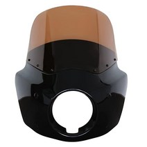 WIND MOZURA 레트로 오토바이 14.7cm(5-3/4인치) 헤드라이트 페어링 커버 22.9cm(9인치) 윈드실드 및 49mm 트리거 락 장착 키트 할리 데이비슨 다이나 20, 9 Tan Windscreen