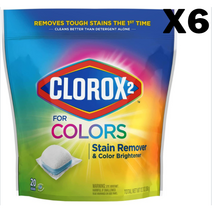 Clorox 2 클로락스 찌든때 제거 세탁세제 컬러 브라이트너 20개입 6팩 (120회분량) Colors Stain Remover and Color Brightener, 컬러옷은 더 선명하게, 120캡슐
