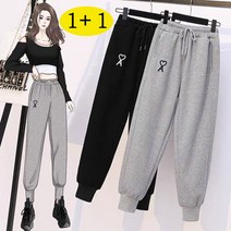 JUST FEEL!NG 1+1 조커팬츠 여성 트레이닝바지 빅사이즈 오버핏 조거팬츠 자수 캐주얼 데일리 여자바지 운동 헬스 바지 운동복