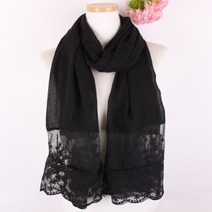 정말 세련된 느낀 블랙스카프 플라워레이스 빅 목도리 머플러 레트로 빈티지 롱 간절기 대형