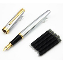 BAOER-388 은색 잉크 펜 5 개 검정 0 5mm 고급 펜촉 학생 캘리그라피 금속 만년필, 01 01, 한개옵션1