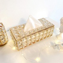 피카우스 크리스탈 골드 엔틱 사각 티슈케이스 예쁜 각티슈케이스, 1개